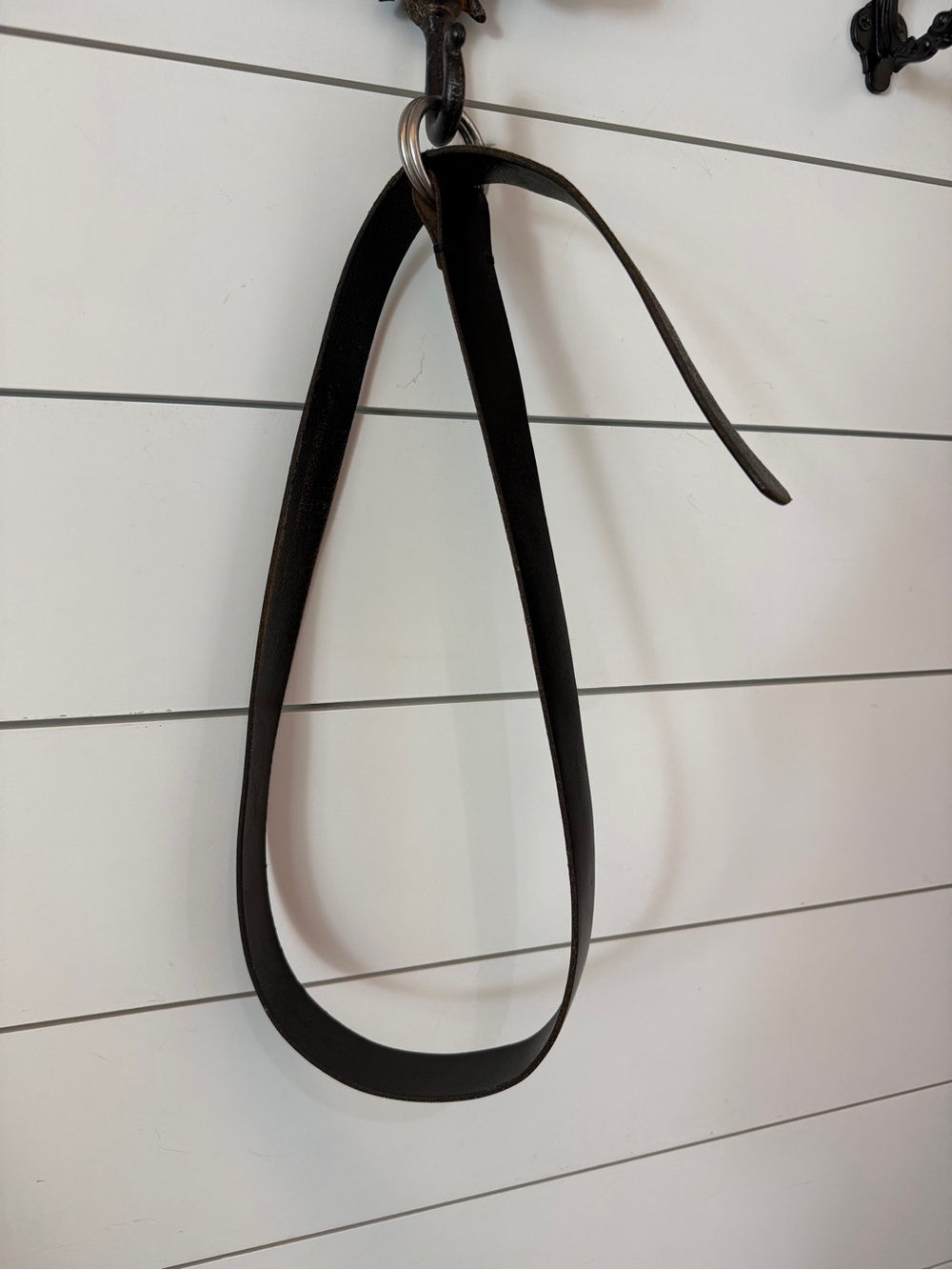 Vintage 80’s J. Crew Black Leather Double-Ring Belt with Silver Hardware - Picture 9 of 11